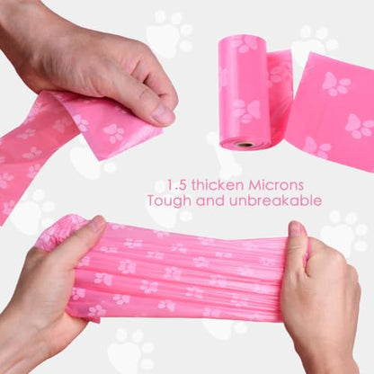 Poop Bags Rolls 256 Count - 9x13 Inches Pink Thickened Leakproof Lavender scent Poo Bags for Dogs, Eco-Friendly Pet Waste Bags for Walking,Travel,Home. - color: pink