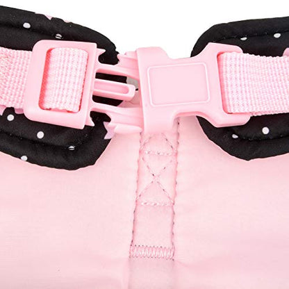 Zunea No Pull Small Dog Girl Harness Dress Escape Proof Cat Kitten Vest Harness Leash Set Step-in Soft Cotton Padded Polka Dot Jacket Chihuahua Puppy Clothes with Cute Bow for Walking Black S - color: black bows, size: S (Chest:14.5-15.7", Neck:9-9.8")