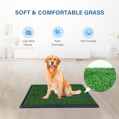 FluffyDream Artificial Grass for Dog Potty – 20x25 inch,Strong Absorbency Grass Pad, Dog Grass Pad with Tray, Dog Potty Training Pad, Dog Litter Box with Grass (20""x30"" X2), Green - size: 20"x30" X2