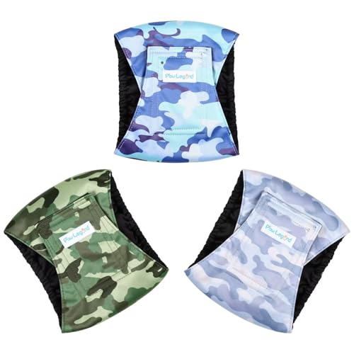 Paw Legend Washable Dogs Diapers Male Dog Belly Bands for Male Dogs Diapers Reusable Puppy & Doggie Diapers Male - color: Camo, size: X-Small