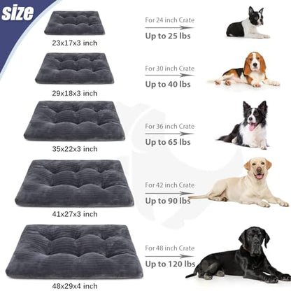 Dog Crate Bed Washable Dog Beds for Extra Large Dogs Deluxe Thick Flannel Fluffy Comfy Kennel Pad Anti-Slip & Anti-Scratch Pet Sleeping Mat, 41 x 27 Inch, Gray - color: Gray, size: 41.0"L x 27.0"W x 3.5"Th