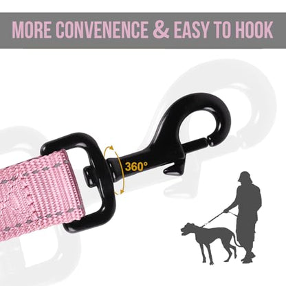 OneTigris Handled No-Pull Dog Walking Leash Long Traffic Leads for Medium to Large Dogs (Pink, 4FT) - color: Pink, size: 4FT
