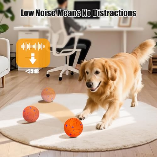 Interactive Dog Ball Toy, Smart Dog Toy for Medium and Large Dogs, Automatic Moving Rotating & Bouncing Ball, Durable E-TPU Material, IP54 Waterproof, Motion-Activated Dog Toy for Active Dogs - color: Orange