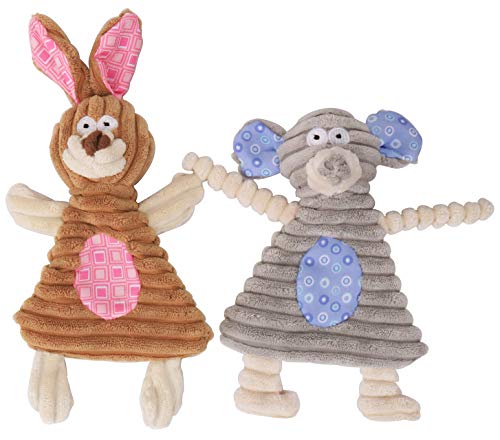 Comtim No Stuffing Dog Toys with Squeaker, Durable Dog Chew Toys, Small Dogs & Puppies, Rabbit & Elephant - size: Rabbit & Elephant