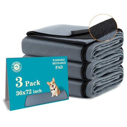 Bunlitent Washable Pee Pads for Dogs 3 Pack, 36x72, Reusable Puppy Pads, Reusable Pee Pads with Quick Dry, Anti-Slip Dog Cat Pee Pads, Whelping Pads, Dog Pen Mat - color: Gray, size: 36x72 Rectangle-3Pack