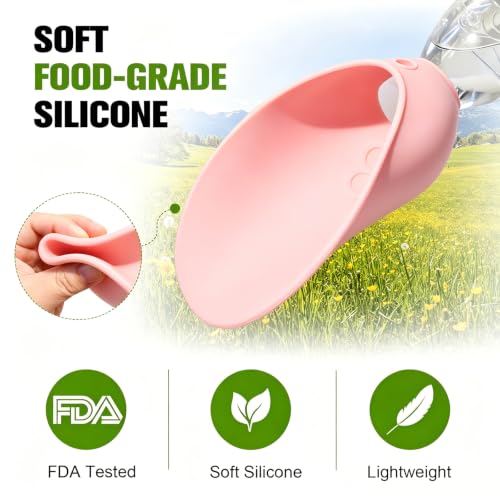 Portable Dog Water Bottle Attachment, Slip-On Pet Water Bowl for Walks | Silicone Dog Drink Dispenser, Fits Standard Water Bottles,Ideal For Daily Hiking & Travel, Quick Rinse & Easy Setup - color: Pink