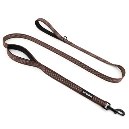 Double Handle Dog Leash 6 FT Reflective 2 Handle Traffic Lead with Padded Grip, Heavy Duty Nylon Leash for Walking Training, for Small Medium Large Dogs, Chocolate - color: Chocolate