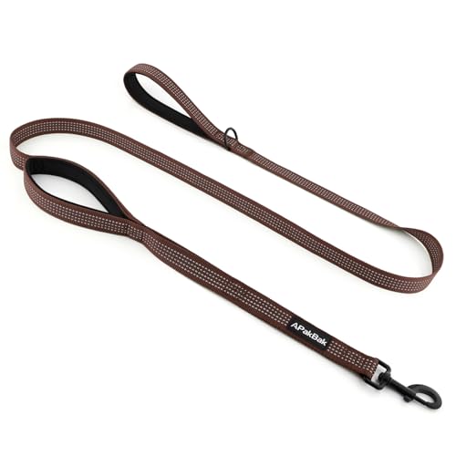 Double Handle Dog Leash 6 FT Reflective 2 Handle Traffic Lead with Padded Grip, Heavy Duty Nylon Leash for Walking Training, for Small Medium Large Dogs, Chocolate - color: Chocolate