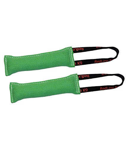Redline K9 Bundle of 2 French Linen Dog Tug Toy 3 inch X 10 inch - 1 Handles (Green) - color: Green