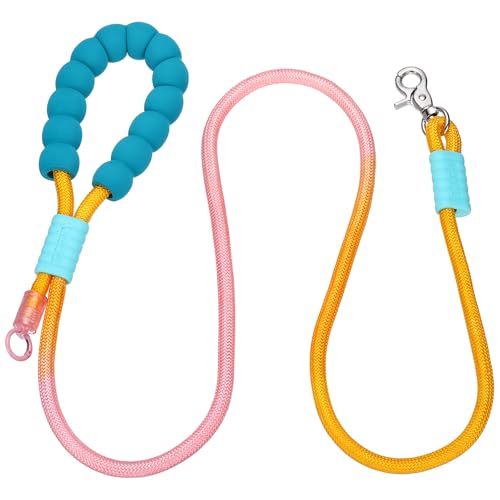 Dog Leash with Padded Hands Free, 6.6ft/2m Adjustable Bungee Dog Training Leash, No Pull Heavy Duty Nylon Rope(Yellow Pink), Intended for Large Medium Pet Running/Hiking/Walking - color: Yellow Pink, size: 6.6ft/2m