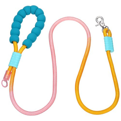 Dog Leash with Padded Hands Free, 6.6ft/2m Adjustable Bungee Dog Training Leash, No Pull Heavy Duty Nylon Rope(Yellow Pink), Intended for Large Medium Pet Running/Hiking/Walking - color: Yellow Pink, size: 6.6ft/2m