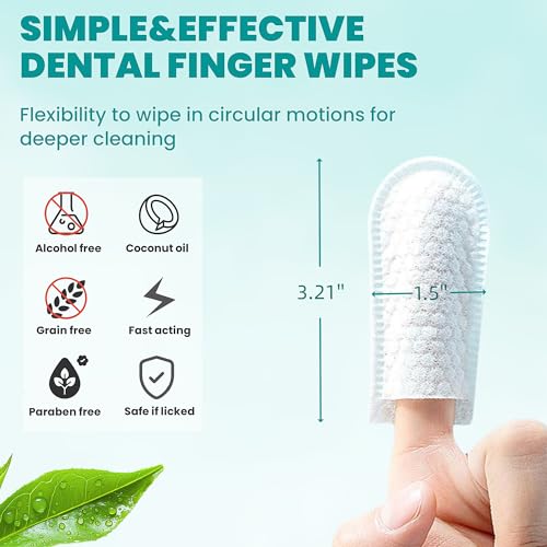 MEDUWEDU Dental Care Finger Wipes 60 Counts,Teeth Cleaning Finger Wipes for Dogs & Cats,Reduces Plaque & Freshens Breath, Mint Scent - size: 1.5" 60pcs