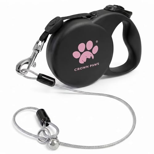Chew Proof Retractable Dog Leash for Large Dogs, 16ft Heavy Duty Dog Lead with Anti-Chewing Steel Wire Rope, Tangle-Free 360° Swivel, One-Hand Brake & Lock, Black L - color: Black, size: Large