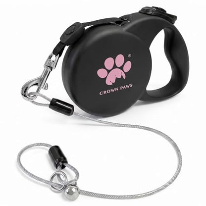 Chew Proof Retractable Dog Leash for Large Dogs, 16ft Heavy Duty Dog Lead with Anti-Chewing Steel Wire Rope, Tangle-Free 360° Swivel, One-Hand Brake & Lock, Black L - color: Black, size: Large