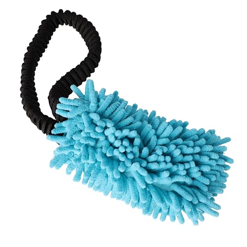 Dingo Dog Tug Toy with Bungee Handle, Microfiber, Blue - color: Blue