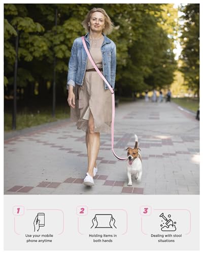 Hands Free Dog Leash, 5.9-8.2ft Multifunctional Crossbody Rope with Explosion-Proof Handle and Adjustable Training Hands Free Leash for Medium Dogs Walking,Light Pink - color: Light Pink