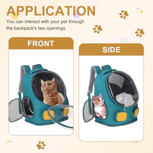 Pet Backpack Carrier, Portable and Ventilated, Oxford Cloth, Dog Cat Travel Bag with Transparent Cover 13.78", (Light Blue, 1 Pcs), Intended for Hiking/Camping/Traveling - color: Light Blue