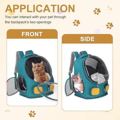 Pet Backpack Carrier, Portable and Ventilated, Oxford Cloth, Dog Cat Travel Bag with Transparent Cover 13.78", (Light Blue, 1 Pcs), Intended for Hiking/Camping/Traveling - color: Light Blue