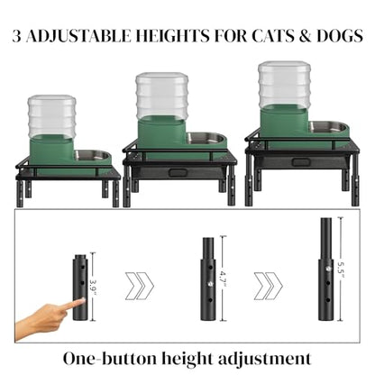 Dog Water Dispenser Stand, Metal Raised Holder for Pet Automatic Feeders, Height Adjustable Elevated Stand for Pet Feeders, Suitable for Cats, Small & Medium Dogs [Stand Only] - color: Black (Basic)