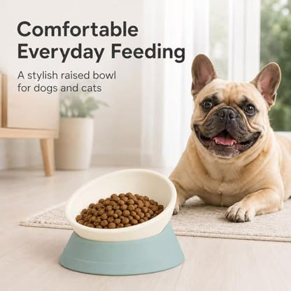 Tilted Angle Dog Bowls - Slanted Resin Dog Cat Food Bowl, Non-Slip Pet Feeder with Detachable Silicone Stand (Green, L - 4 Cup) - color: Green, size: L - 4 Cup