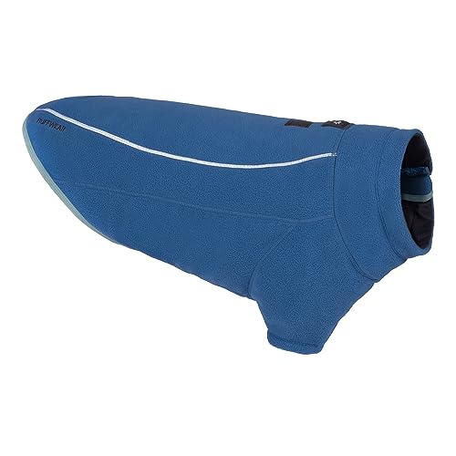 Ruffwear, Climate Changer Fleece Dog Jacket, Sleeved Silhouette for Core Heat, Quick‑Dry Fleece, Full‑Length Zip, Front & Back Leash Portals, Reflective Trim, Blue Jay, XX-Small - color: Blue Jay, size: XX-Small