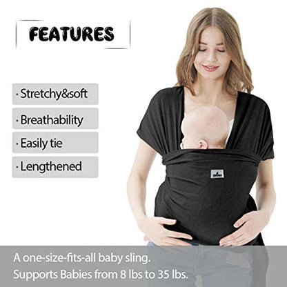 Baby Wraps Carrier, Jeroray Baby Carrier,Hands Free Infant Carrier, Lightweight,Breathable,Softness,Black - color: Black