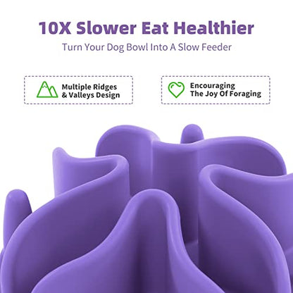 Jaoul Slow Feeder Dog Bowls Insert, Puzzle Slow Feeder Insert with 30 Octopus Suction Cups for Small Medium Large Size Dog Food Bowl (4.72 inch, Purple) - color: Purple, size: Medium(4.72 inch)