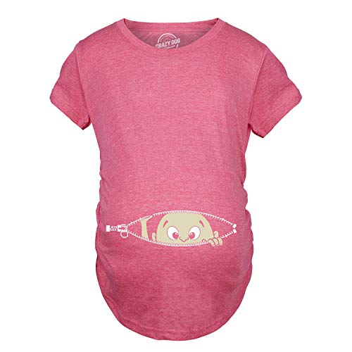 Maternity Baby Peeking T Shirt Funny Pregnancy Tee for Expecting Mothers - color: Pink, size: X-Large