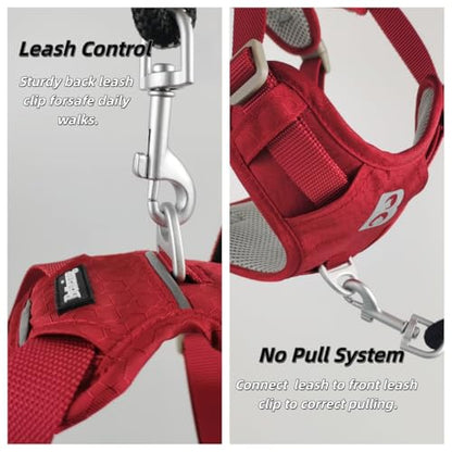 No Pull Dog Harness Front Clip Heavy Duty Reflective Easy Control Handle for Small Medium Large Dog (Red, L) - color: Red, size: L