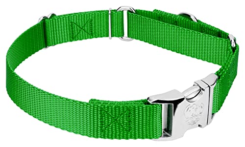 Country Brook Petz - Martingale Dog Collar - Heavy Duty Nylon Adjustable Martingale Dog Collar with Premium Buckle for Small Medium Large Breeds (5/8 Inch, Extra Small, Hot Lime Green) - color: Hot Lime Green, size: Extra Small (Pack of 1)