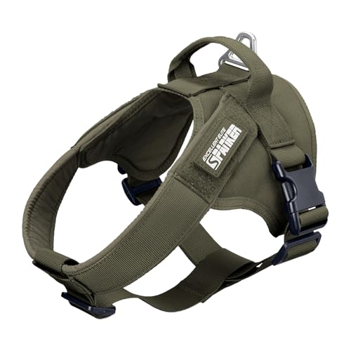 EXCELLENT ELITE SPANKER Tactical Dog Harness Patrol Harness Service Dog Vest Military Dog Vest Working Dog Vest with Handle(Ranger Green-L) - color: Ranger Green, size: L-(27.5 - 35.5")
