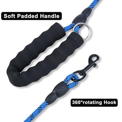 Dog Leash and Collar Set – 6 FT Strong Rope Leash with Padded Handle & Adjustable Nylon Collar Reflective for Small Medium Large Dogs (Blue, S) - color: Blue, size: S