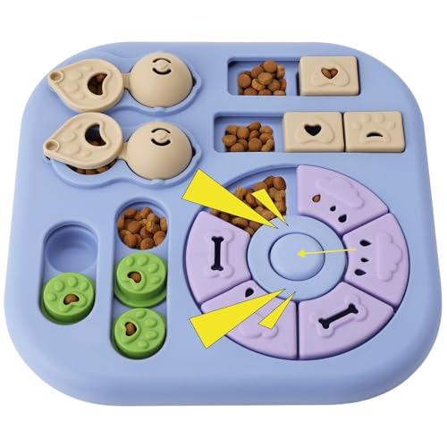 Dog Puzzle Toy, Interactive Slow Feeder for Mental Stimulation, 4-in-1 Treat Dispensing Pet Enrichment Feeder, Non-Slip Food Puzzle
