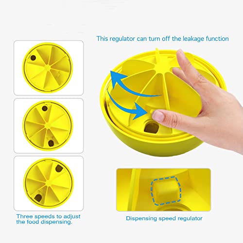 Dog Treat Ball, Dog Food Puzzle Slow Feeder Interactive Squeaky Mental Stimulation Toys, Cat Treat Dispenser Puzzle Toys Active Rolling Balls for Medium/Large Dog Breeds - color: Yellow