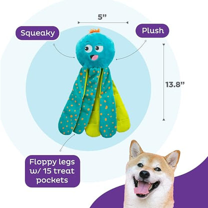 Outward Hound by Nina Ottosson Silly Legz Interactive Plush Dog Puzzle, Dog Enrichment Toys, Plush, Floppy, Long, Octopus, Blue - color: Silly Legz Octopus