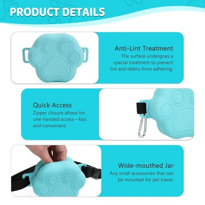 Dog Treat Pouch with Training Clicker and 2 Poop Bags, 1.8 Cup Small Sealable Zipper Silicone Fanny Pack with Waist Belt, Pet Puppy Training & Walking Essentials (Blue) - color: Blue