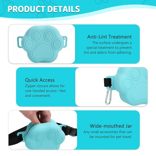 Dog Treat Pouch with Training Clicker and 2 Poop Bags, 1.8 Cup Small Sealable Zipper Silicone Fanny Pack with Waist Belt, Pet Puppy Training & Walking Essentials (Blue) - color: Blue