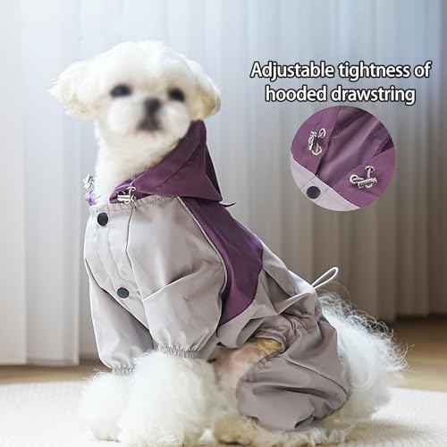 Dog Raincoat Windbreaker Hooded Rain/Water Dog Rain Jacket for Small Dogs Foldable Rain Coat for Dogs(Blue,Large)
