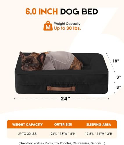 Upvilla Orthopedic Dog Bed, Four-Sided Cushioned Egg-Shaped Foam Dog Sofa, Waterproof Removable Cover, Cat Bed with Non-Slip Base, Small Pet Bed,Black - color: Black, size: 24"l x 18"w x 6"th