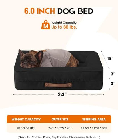Upvilla Orthopedic Dog Bed, Four-Sided Cushioned Egg-Shaped Foam Dog Sofa, Waterproof Removable Cover, Cat Bed with Non-Slip Base, Small Pet Bed,Black - color: Black, size: 24"l x 18"w x 6"th