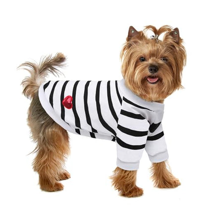 Pet Dog Striped T-Shirt Dogs Cats Cotton Vest Spring Summer Pet Apparel Tee Shirt Suitable for Small and Medium Large Pets French Bulldog Bichon - color: White, size: X-Small