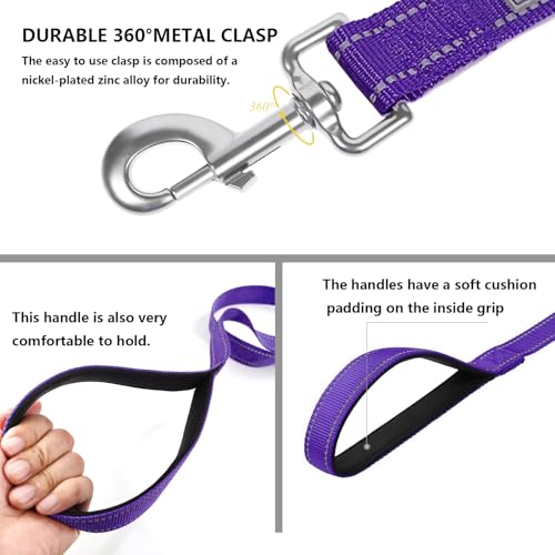 Dog Leash 6 FT Padded Handle Nylon Reflective Dogs Leashes for Small Dogs Puppy Leashes Purple - color: Refl Purple, size: Small : 5/8" x 6 FT