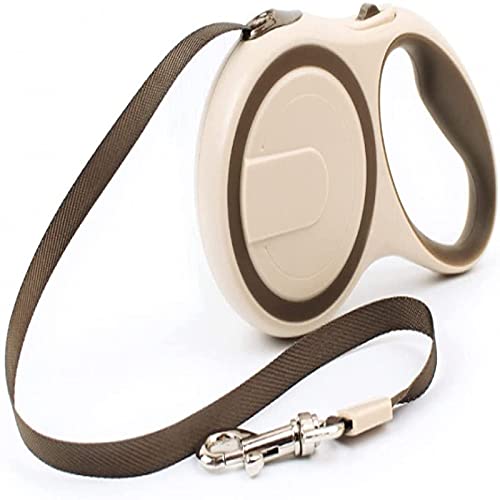 Retractable Dog Leash for Small Medium Dogs up to 88lbs, 10/16Ft Strong Nylon Tape, One-Handed Brake, Pause, Lock(Brown,5m) - color: Brown, size: 5m