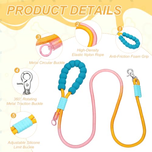 Dog Leash with Padded Hands Free, 6.6ft/2m Adjustable Bungee Dog Training Leash, No Pull Heavy Duty Nylon Rope(Yellow Pink), Intended for Large Medium Pet Running/Hiking/Walking - color: Yellow Pink, size: 6.6ft/2m