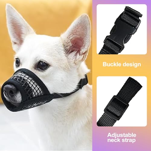 Small Dog Muzzle, Soft Mesh Mouth Cover for Biting, Chewing & Barking, Breathable Muzzle for Grooming, Allows Panting & Drinking - Bozal para Perros Pequeños(XS, Black)