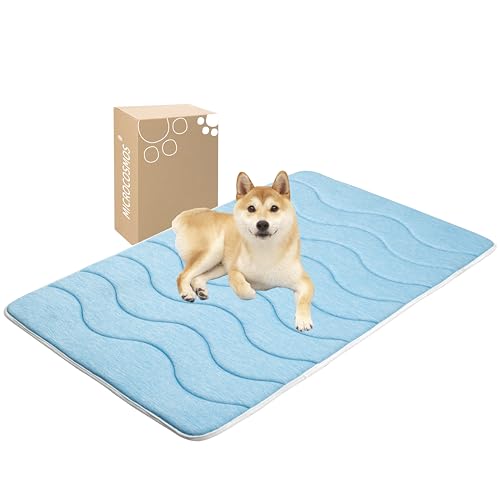 MICROCOSMOS 0.8" Thick Cooling Dog Foam Pad & Summer Pet Sleeping Mat, Machine Washable, Materials Safe, Portable Flat Pet Bed for Dogs.(Sky Blue, 48" x 30") - color: Sky Blue, size: 48"L x 30"W x 0.8"Th