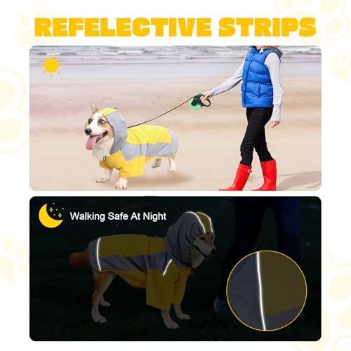Dog Raincoat, Water Resistant, Adjustable, Cool Design (Yellow, X-Small) - color: Yellow, size: X-Small