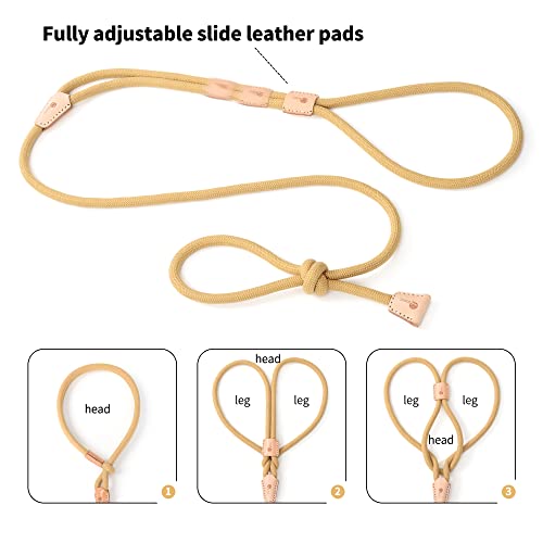 Mile High Life Harness Lead No Pull, All in one Dog Lead 2-in-1, Rope Leash and Harness Two in One, Slip Leash for Puppy Small Dogs Training, 4FT Yellow - color: 4 feet-Yellow