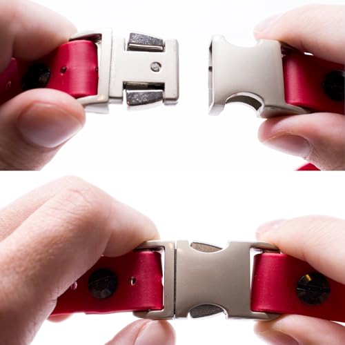 Educator 1-Inch Biothane Dog Training Collar Strap – ONLY Fits FE-580, ET-800 & UL-1200 Receivers – NOT Compatible with ET-300, ET-400 or 3/4-Inch Receivers – Quick Snap Bungee Collar, Red - color: Red