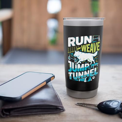 Run Weave Jump Tunnel Dog Agility Stainless Steel Insulated Tumbler - color: Black